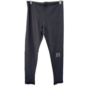 Old Navy Girls Full-Length Leggings XL Gray Cotton Spandex Lace Trim